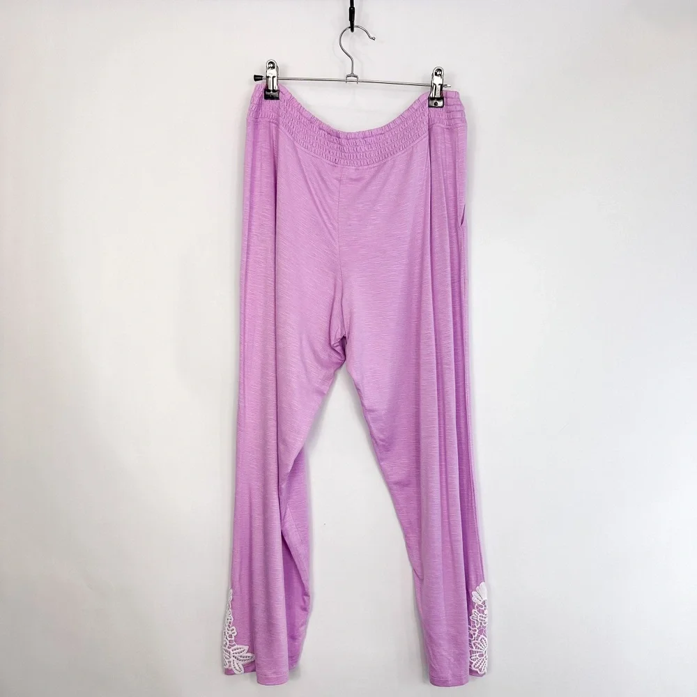 Soma Purple Embroidered Lace Cropped Pajama Pants - Picture 5 of 6